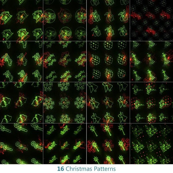 Outdoor Garden Laser Light Projector, Waterproof IP65 with 16 Christmas Patterns and Remote Control