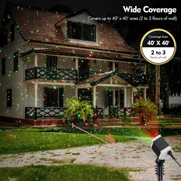 Outdoor Garden Laser Light Projector, Waterproof IP65 with 16 Christmas Patterns and Remote Control