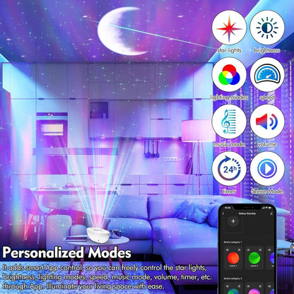 WiFi Galaxy Star Laser Projector with Bluetooth Speaker, Night Lights and White Noise