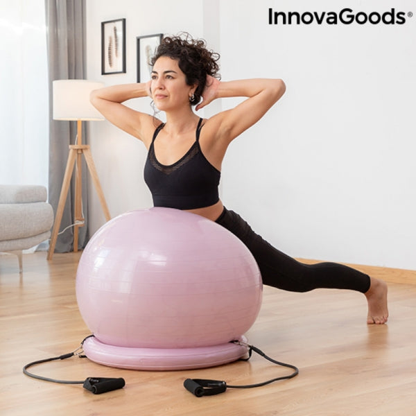 Yoga ball with stability ring and resistance bands ashtanball