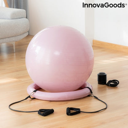 Yoga ball with stability ring and resistance bands ashtanball