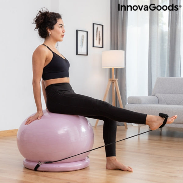 Yoga ball with stability ring and resistance bands ashtanball