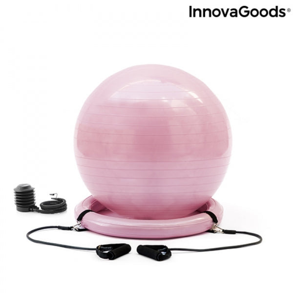 Yoga ball with stability ring and resistance bands ashtanball